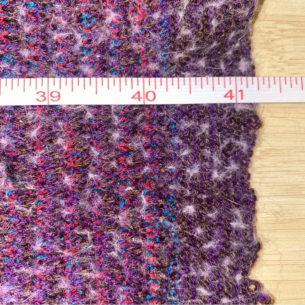 Echo Vintage Multicolor Scarf Wool Angora Blend Made in Japan Purple Blue Y2K